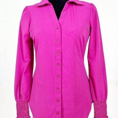 Blouse met speels detail mouw in Fuchsia