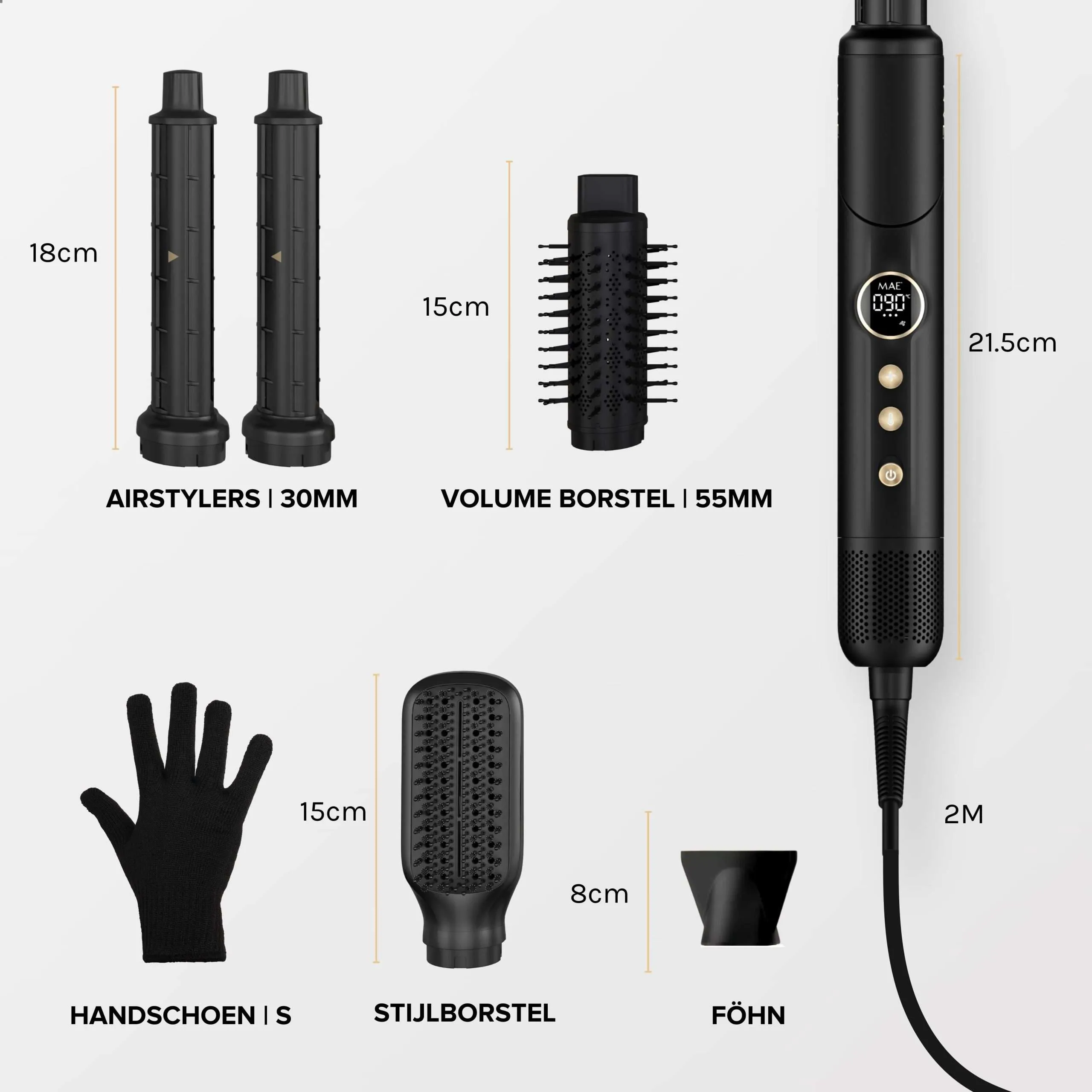 MAE airstyler pro ll inclusief draaikop en diffuser - inhoud verpakking